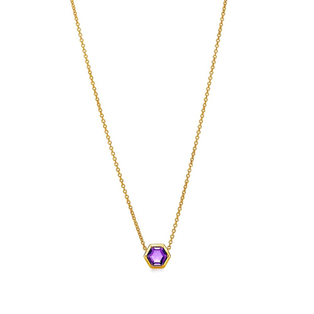 Tiffany 18k yellow gold necklace and amethyst pendant.